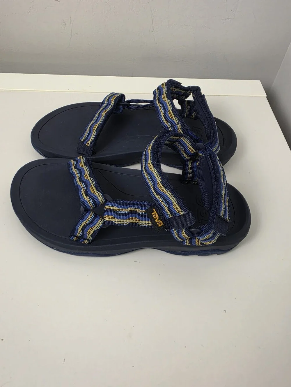 Teva Kids Navy Blue Strappy Sandals with Yellow & Light Blue Accents